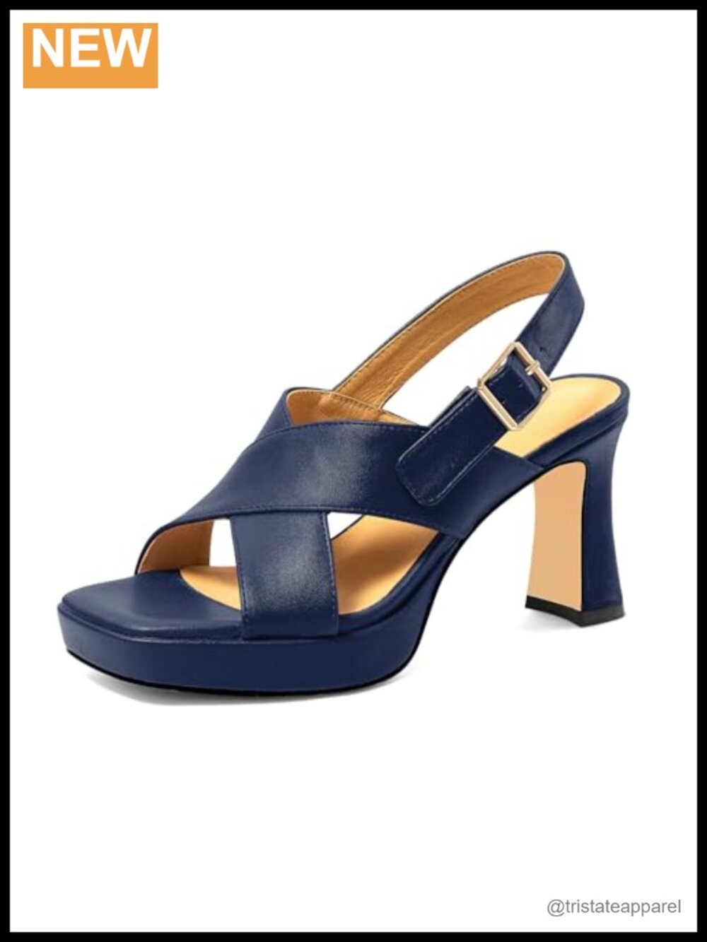 Women's Chunky Block Platform Heels Square Open Toe Patent Slingback Sandals